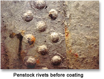 Penstock rivets before coating