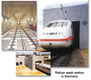 Railcar wash station in Germany